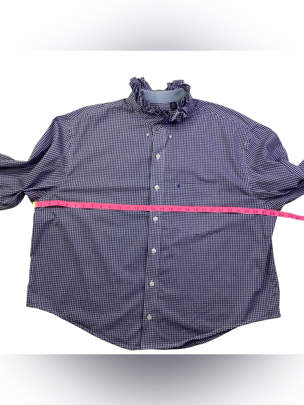 Izod Upcycled Navy and White Gingham Shirt - Picture 10 of 10